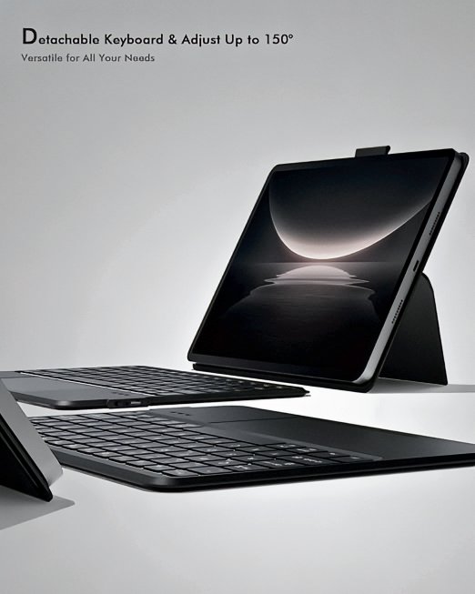 Tablet with a revolutionary keyboard case, transforming it into a versatile device.