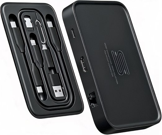 JSAUX 7-in-1 USB C Hub showcasing multiple connectivity ports on a sleek, modern design.