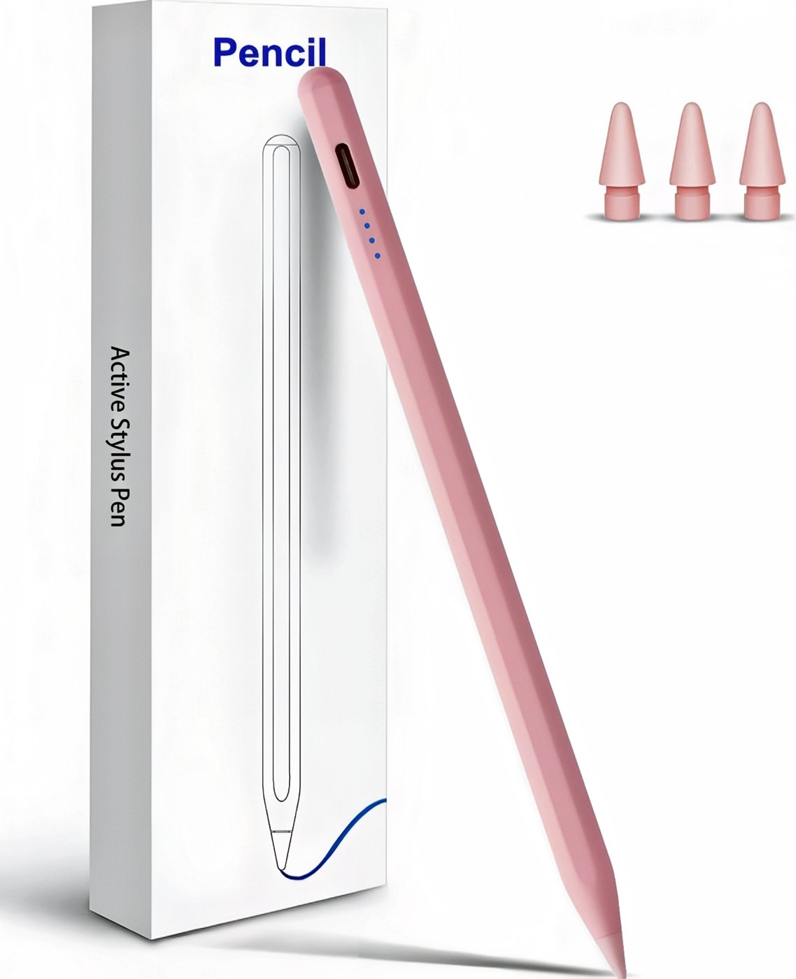 Image of a sleek stylus pen next to an iPad, emphasizing creativity enhancement.