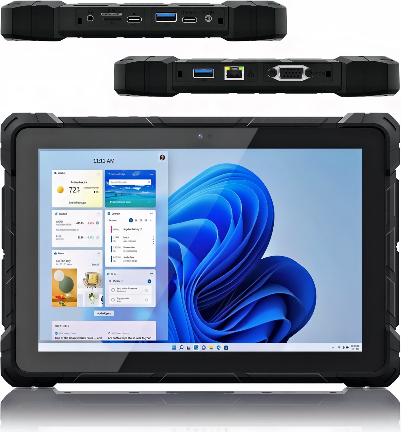 A rugged tablet with 4G and Windows 11, labeled 
