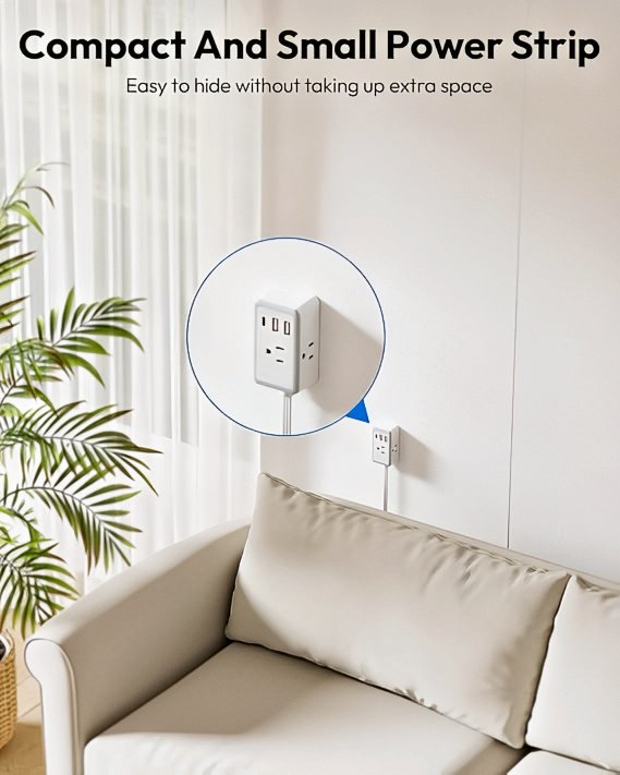 NTONPOWER Flat Extension Cord showcased on a sleek white background with highlighted features.